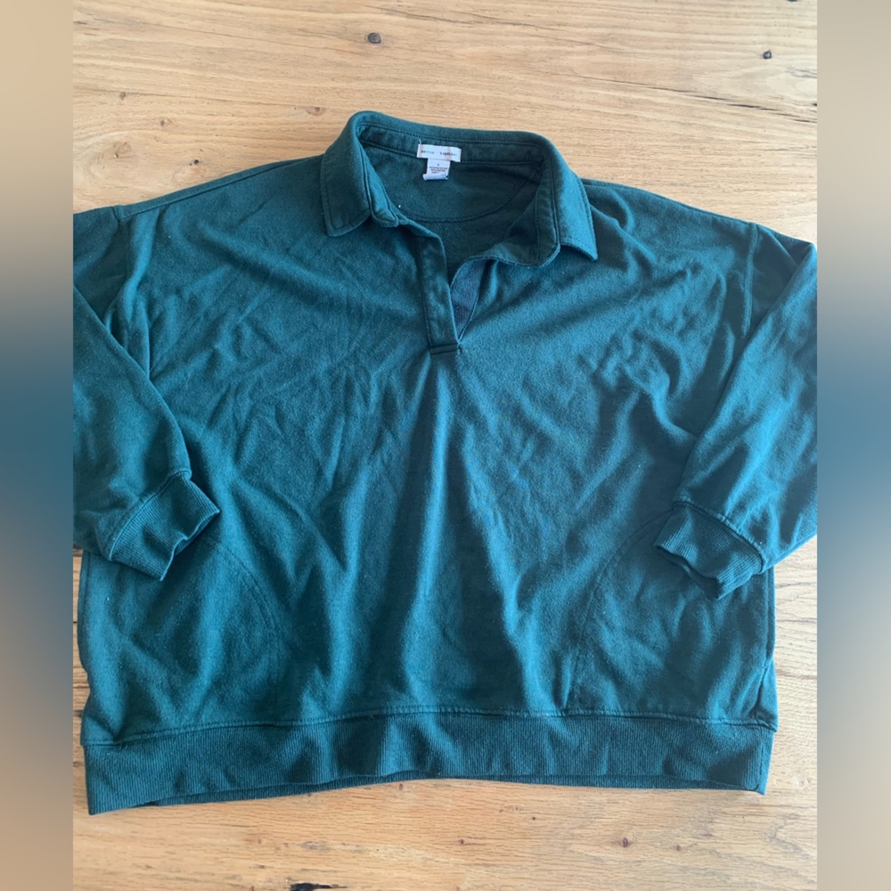 Better Together Pullover Rugby Sweatshirt Green Side‎ Pockets Women’s L Preloved